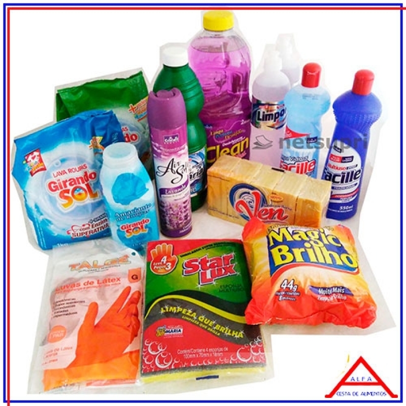 Cesta com Produtos de Limpeza Valor Jabaquara - Cesta Básica de Higiene e Limpeza